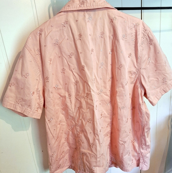 NWOT Denim&Co Soft Pink Coral Floral Jacket Pant Set Sz 1X - Picture 2 of 4